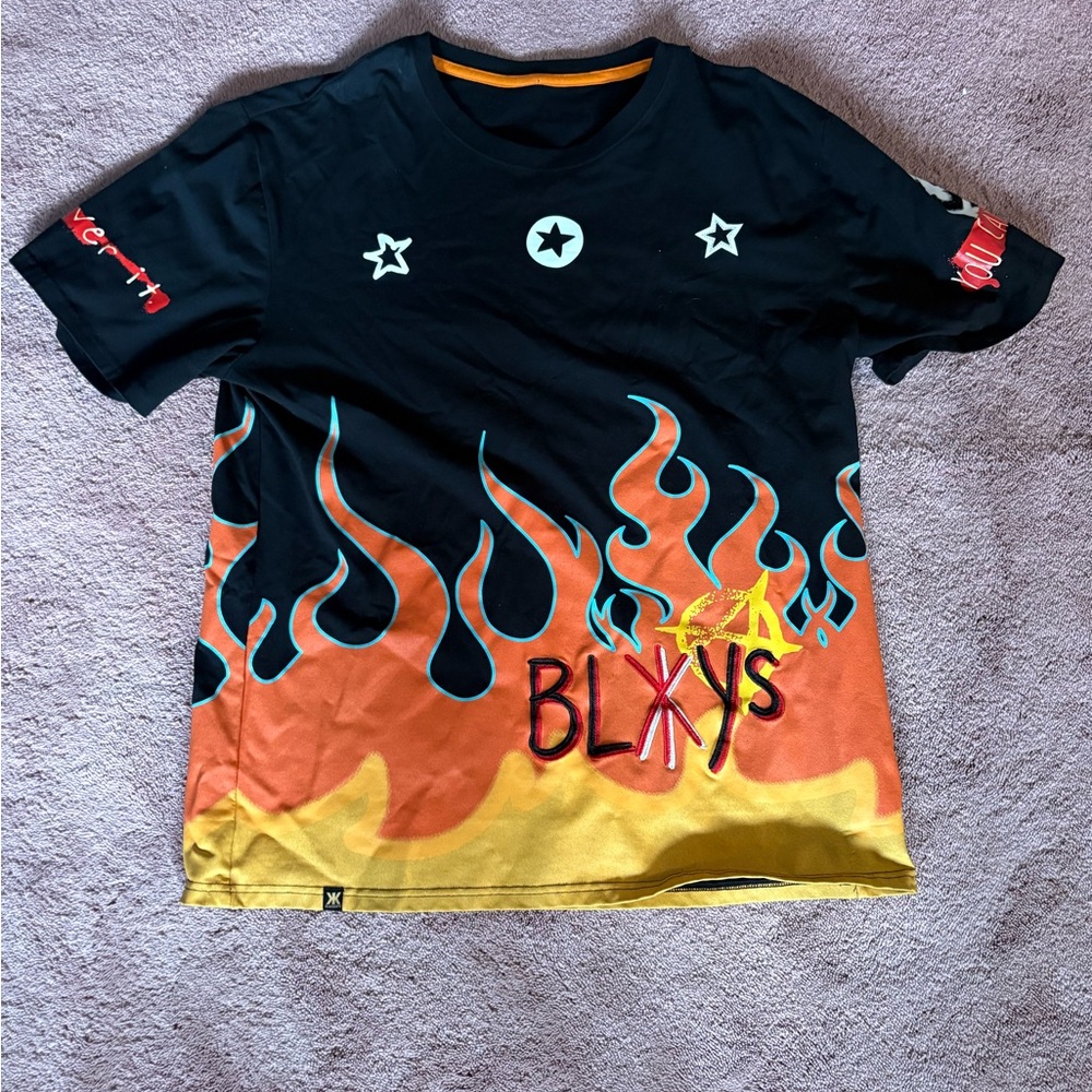 Black Keys Mens 3XL Flame Graphic T-Shirt Black Life Without Fear Streetwear Tee